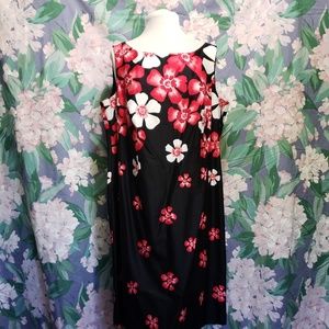 Black & Red A-Line Floral Dress 👗